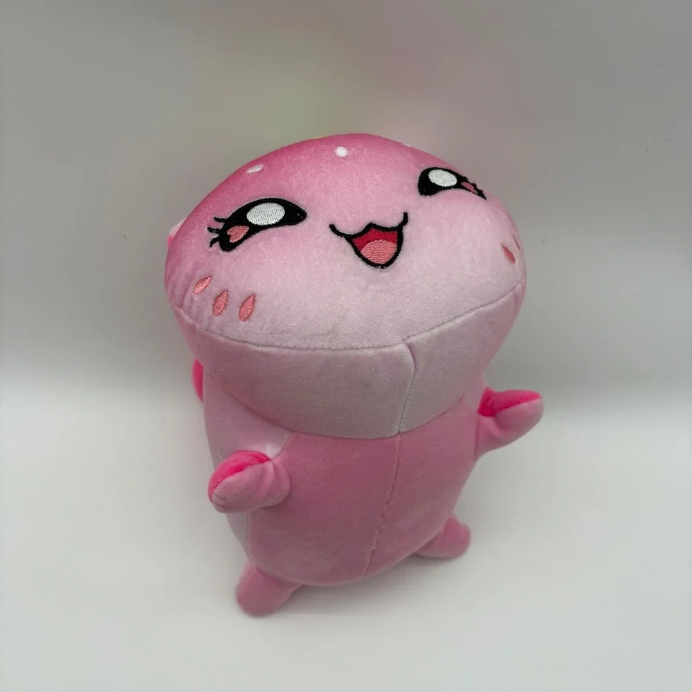 Aphmau MeeMeows Strawberry Cat Pink Plush Stuffed Animal Pillow Green Leaf